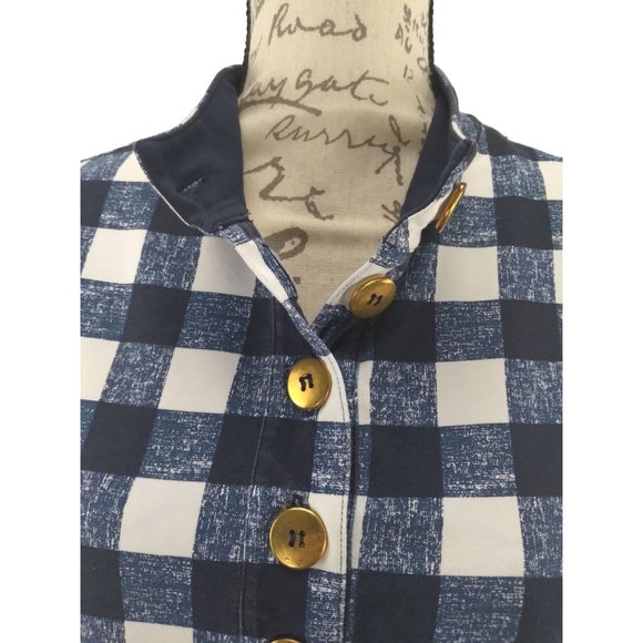 Duffield Lane Checkered cotton spandex sleeveless Large button detail dress US L - Picture 5 of 16